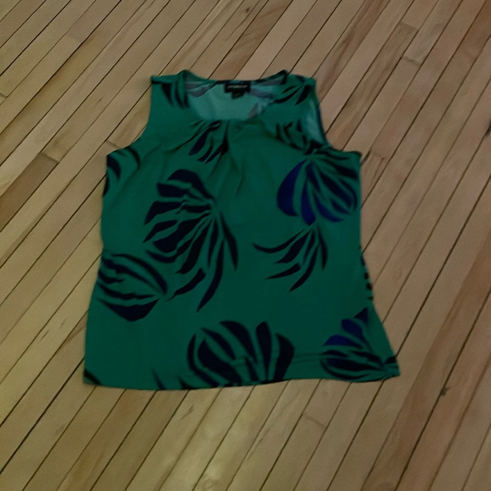 Liz Claiborne green tropical blouse size L